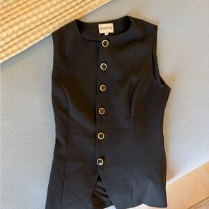 REVOLVE Black Sleeveless Gold-Trim Button Top